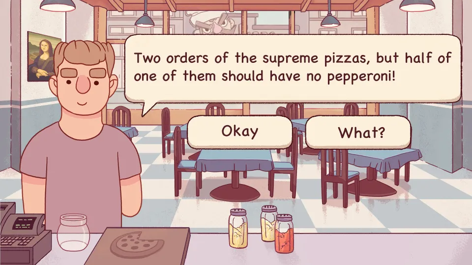 A customer ordering in the TapBlaze game.
