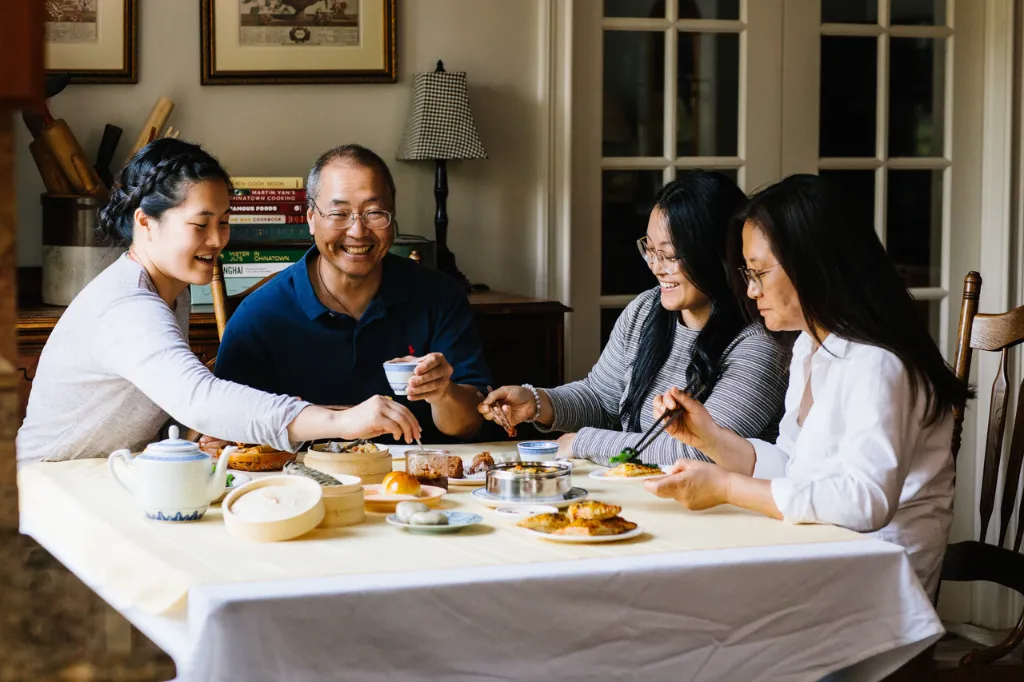 The Leung family gathered around the dining table. Photo credit: Christine Han